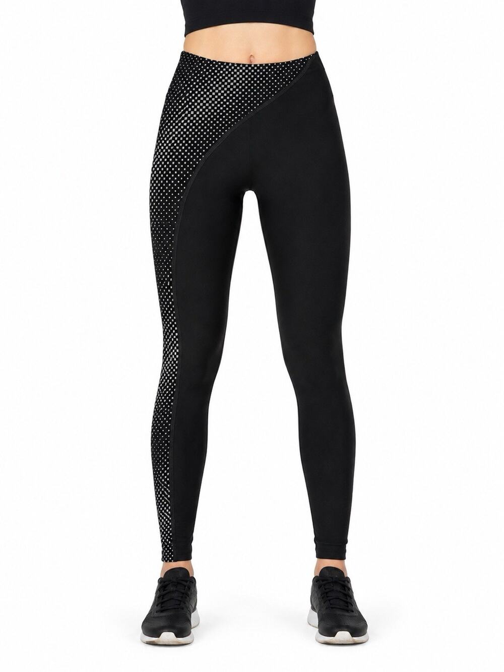 SPANX Women’s Asymmetrical Reflective Leggings Size M Black Silver NWT 50206R
